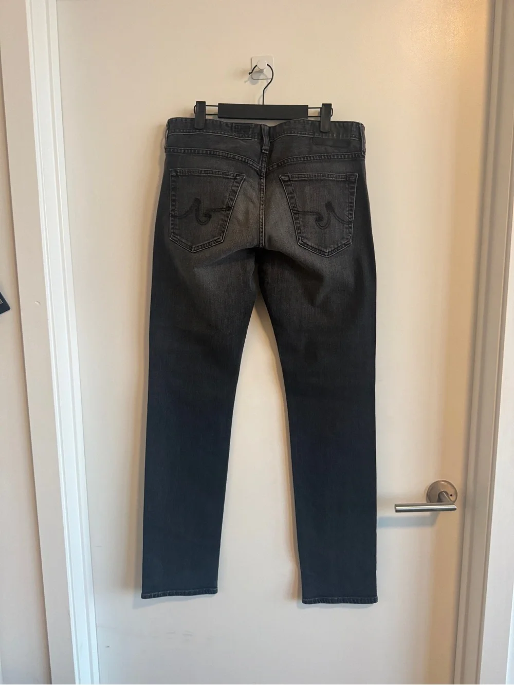 Ag Adriano Goldschmied Men's Washed Black Slim Straight Jeans